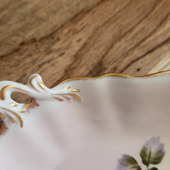 Vintage Floral I. Godinger Porcelain Dish With Gold Trim - Picture 9 of 10